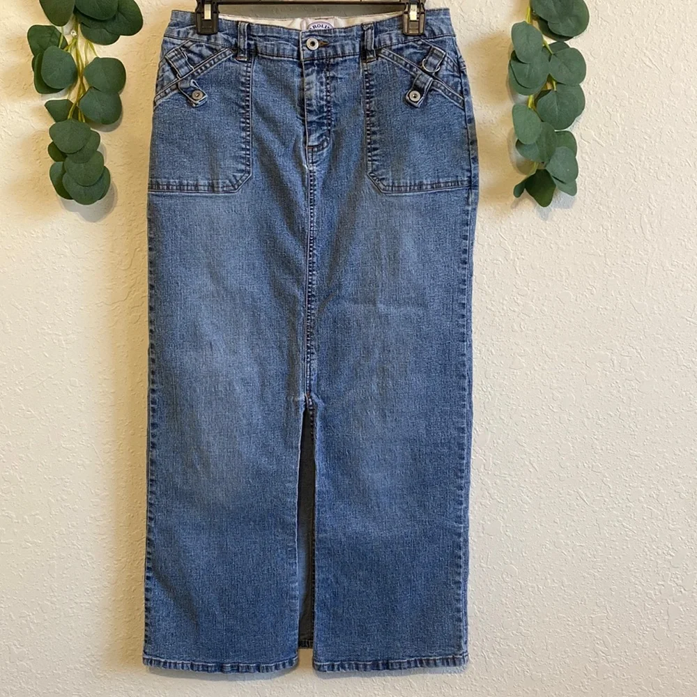 SOLD❣️❣️Vintage 90’s/Y2K Carolina Blues Denim Maxi Skirt✨ - Picture 2 of 7